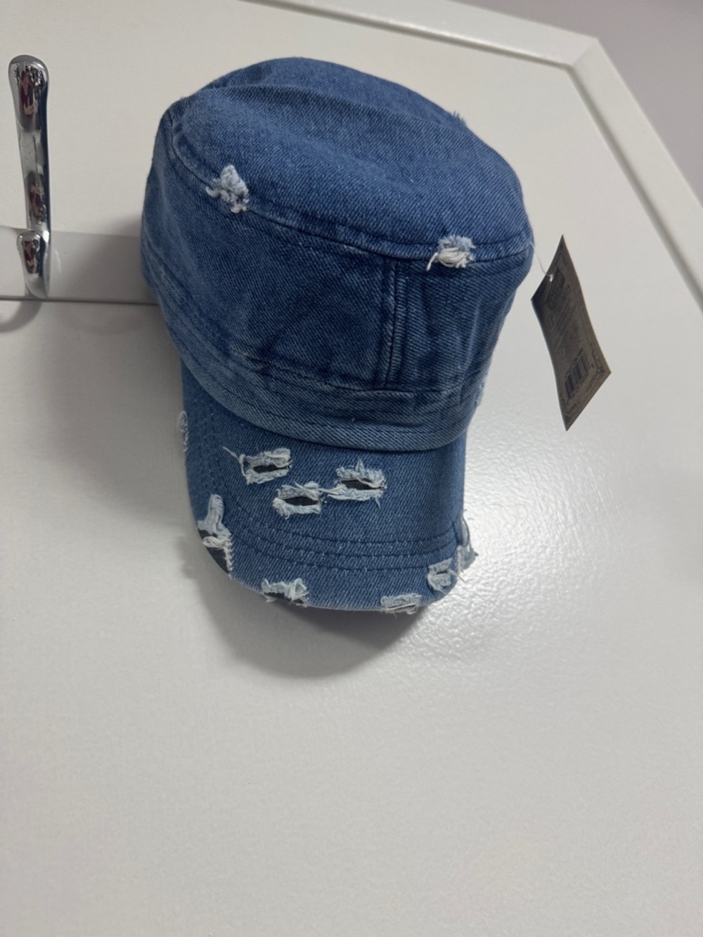 KBETHOS Distressed Denim Cap in Blue